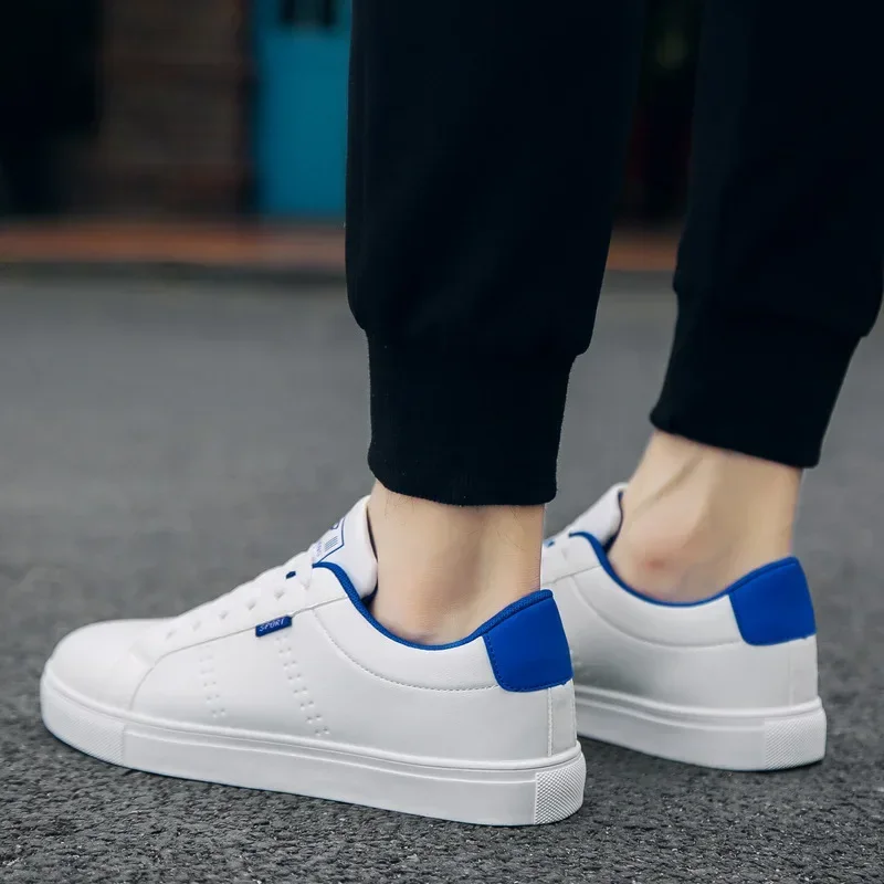 Summer White Shoes Lace Up Men Sneakers Brearhable Casual Vulcanized Shoes Men's Classic PU Leather Male Sneaker Shoes 2021