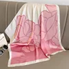 Cherry Blossom Pink Square Scarf Neck Silk Scarves Women Spring Autumn Wrap Hair Strap Bandannas Hijabs Ladies Decorative Shawl 6