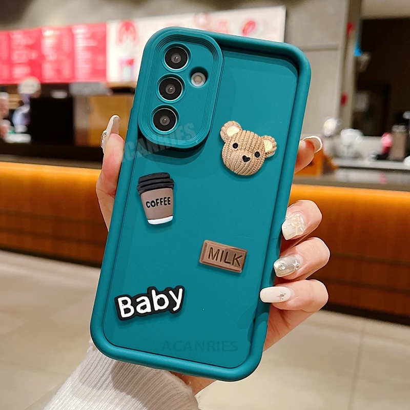 Adorable 3D Bear Liquid Silicone Cartoon Soft Phone Case