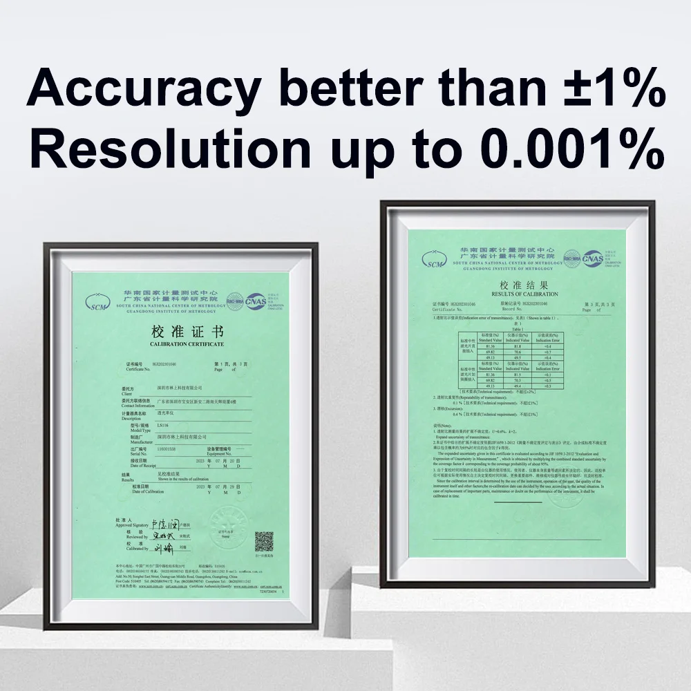 Visible Light Transmittance Meter Polycarbonate Laminated Glass Range: 0.001%-99.8% Parallel Light Path High Precision LS116