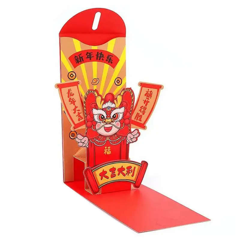 

Lunar New Year Envelopes 3D Red Pocket Large Capacity Cute Red Envelope Money Packet Lucky Chinese Envelopes Dragon Year