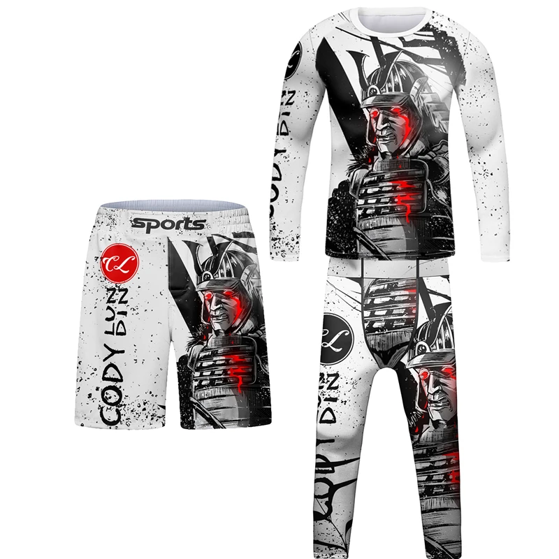 Kids Rashguard Jiu jitsu MMA T-shirt + Pant Sets Sportswear Rash guard BjJ Gi Kickboxing Jerseys Boy Children Muay Thai Shorts sports apparel