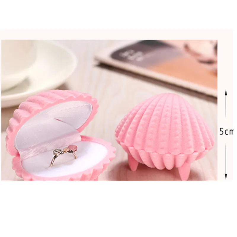 Homoyoyo Portagioie Portatile a Forma di Conchiglia in Velluto Blu, Set da 2 Scatole Organizer per Orecchini e Anelli, Custodia Resistente per Gioielli da Donna, per Conservazione Elegante