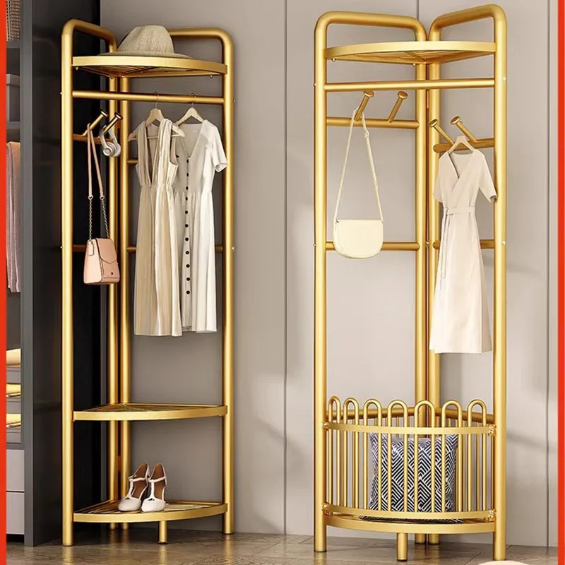 

Portable Bedroom Clothes Rack Metal Shoe Storage Gold Hangers Clothes Rack Place Saving Perchero De Pie Home Accessories