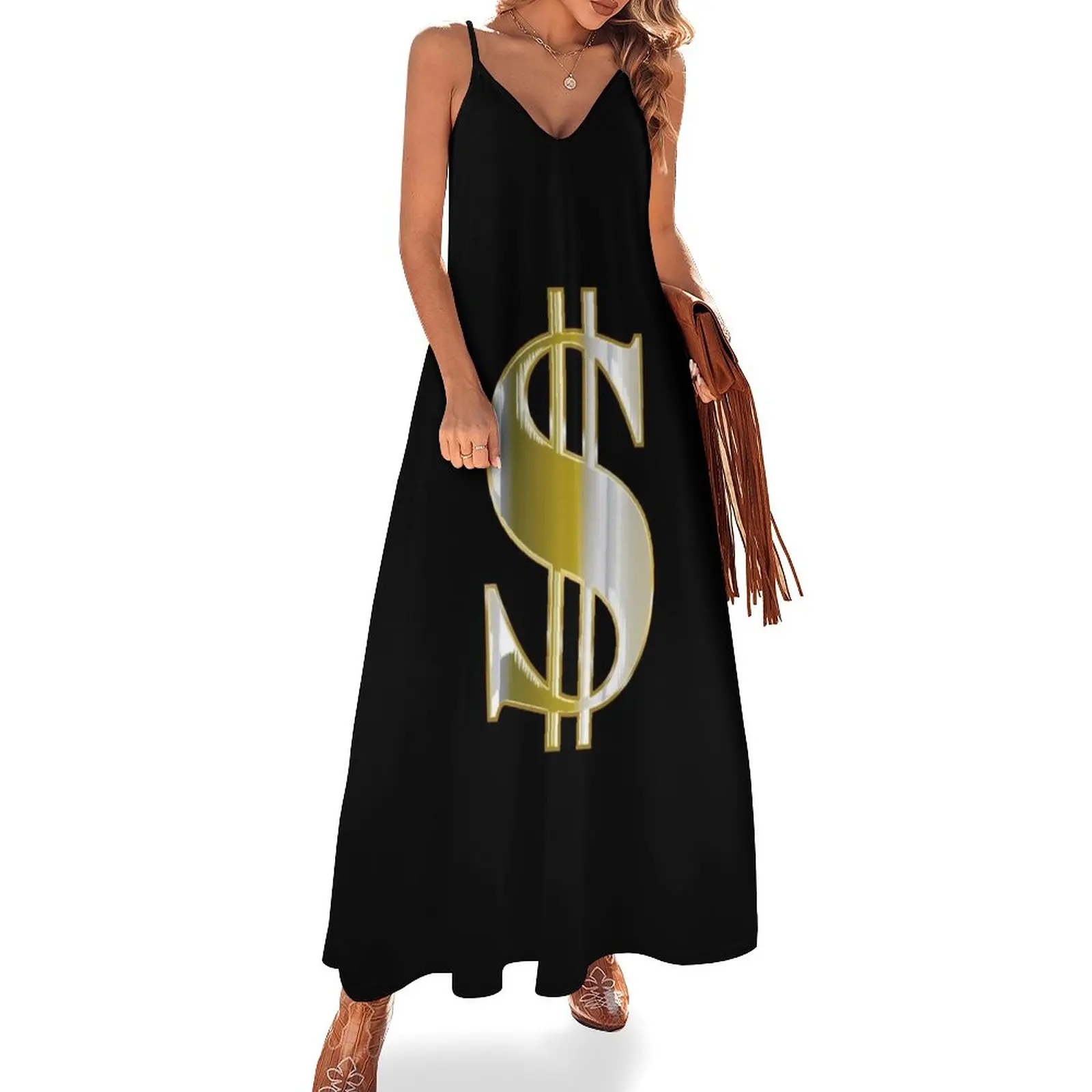 

Bling Dollar Sign Sleeveless Dress dresses for prom elegant women's sets