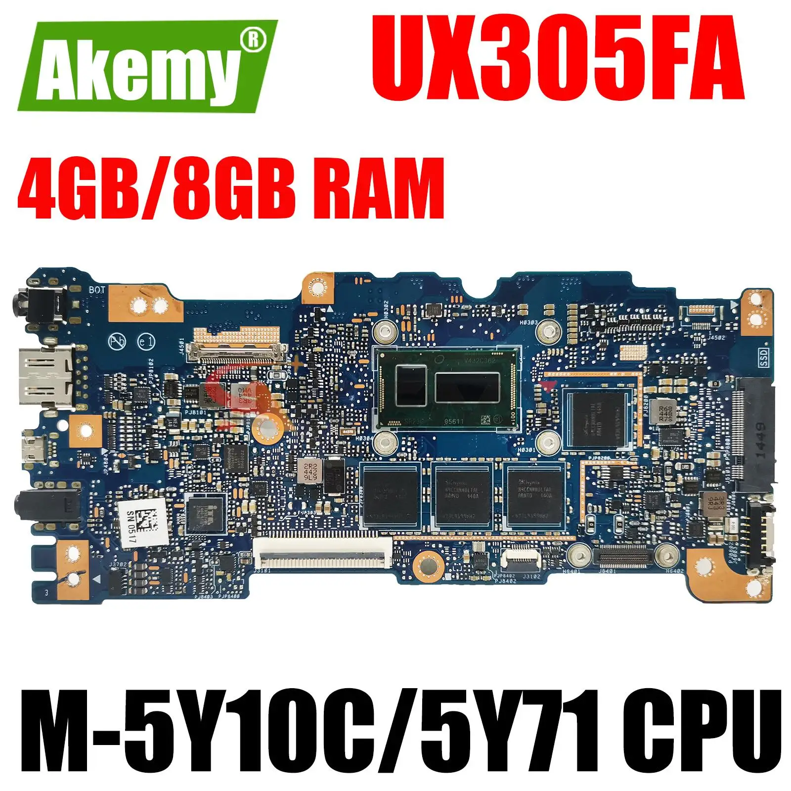 

UX305FA Mainboard For ASUS UX305FA UX305 UX305F Laptop Motherboard M-5Y10C/5Y71 CPU 4GB 8GB RAM