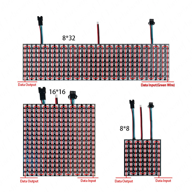 LED Digital Pixels Screen WS2812B SMD 5050 DC 5V 8x8 8x32 16x16-256 RGB Addressable Programmable Flexible Dot Madrix Panel