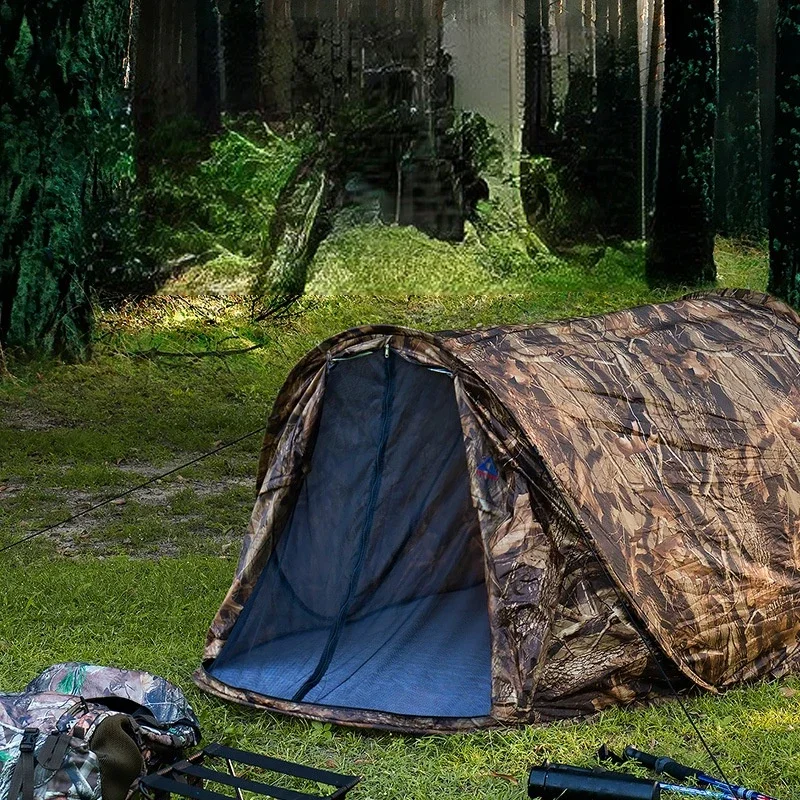 Playking Camouflage Pop Up Tent Portable Automatic 1 Person Single Layer Ultralight Easy To Carry Small Bag