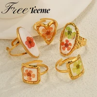 Freeteeme Trendy New Eternal Flower Ring For Women Stainless Steel Simple Open Size Rings Party Charm Jewelry Birthday Gift 1