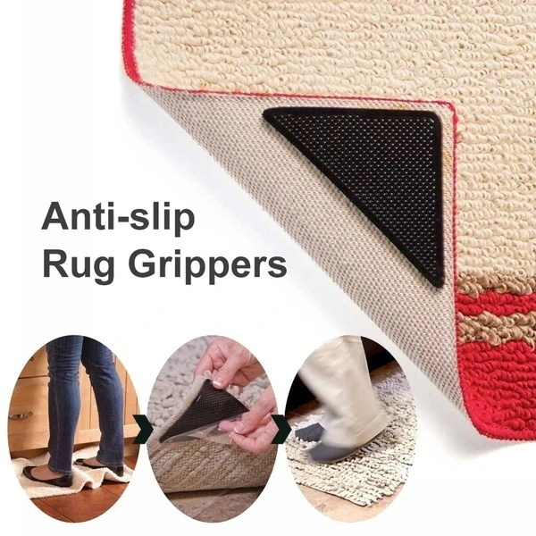 4pcs/set Reusable Washable Rug Carpet Mat Grippers Non Slip Silicone Grip  For Home Bath Living Room - Carpet - AliExpress