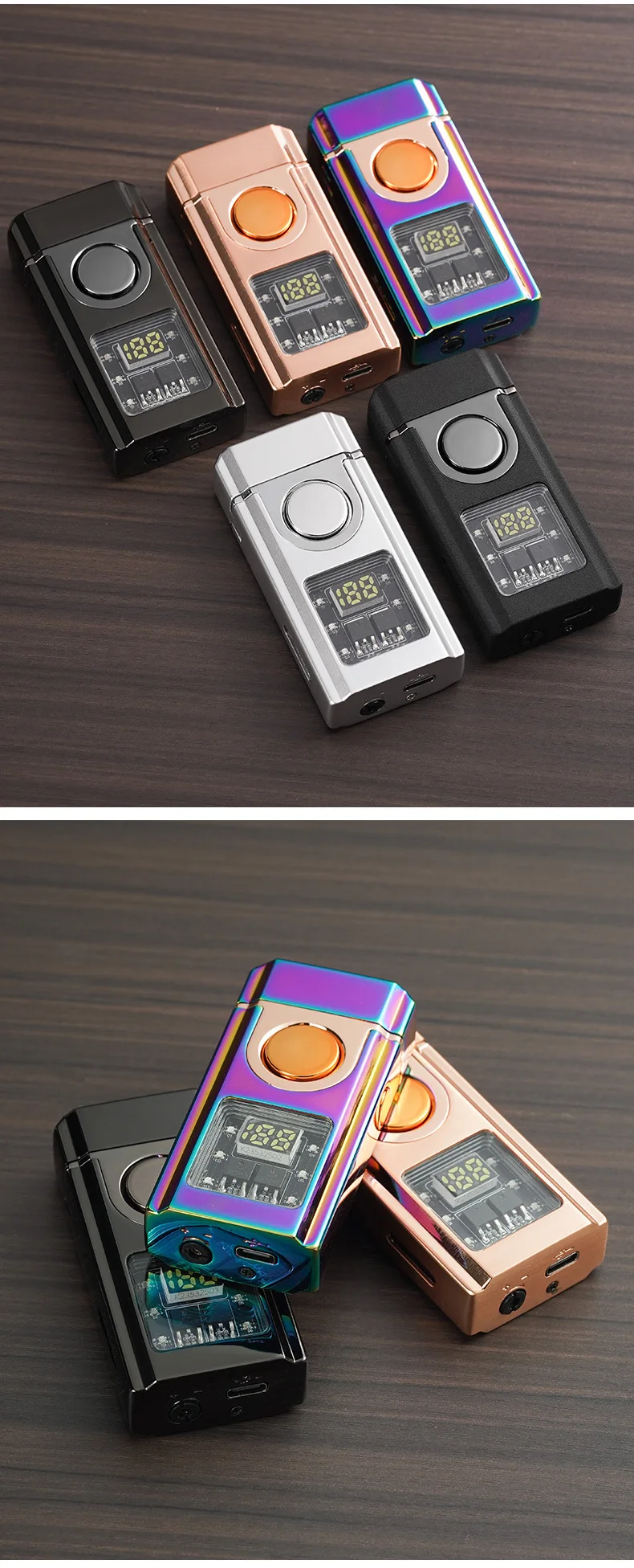 2025 New Intelligent Gas-electric Dual-purpose Lighter/double-fire Arc Lighter Fire Personality Creative Smoking Tool Gift