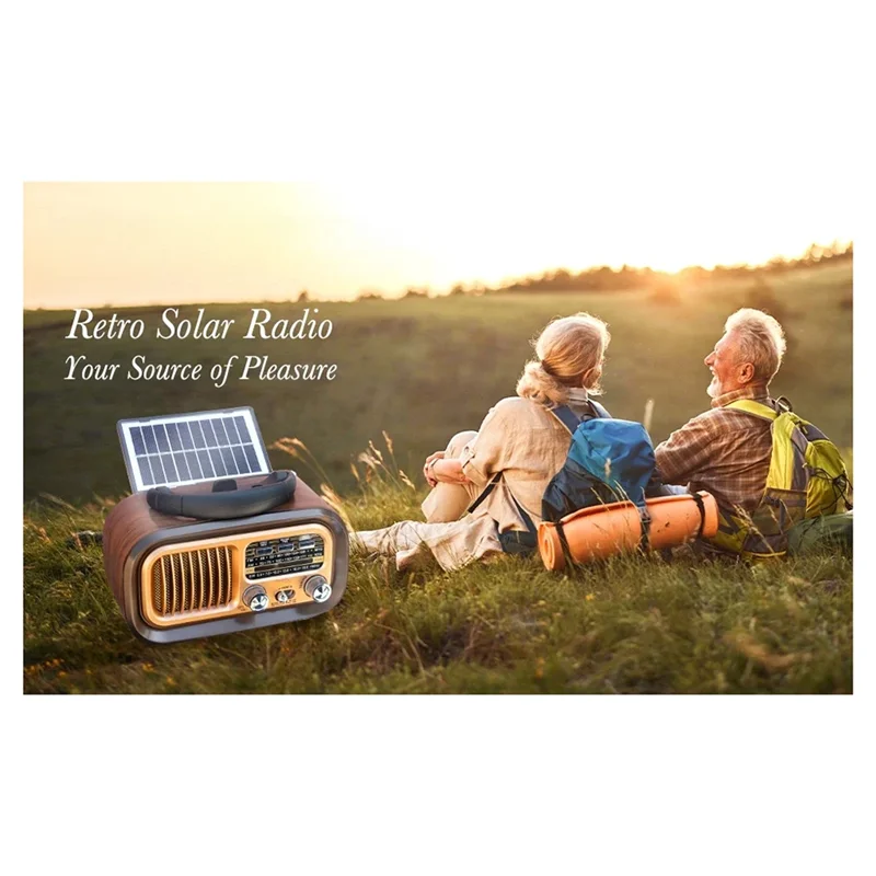레트로 휴대용 라디오 - AM/FM/SW, Bluetooth, Solar/D 배터리/USB-C, TWS, TF/USB 재생, 빈티지 사운드