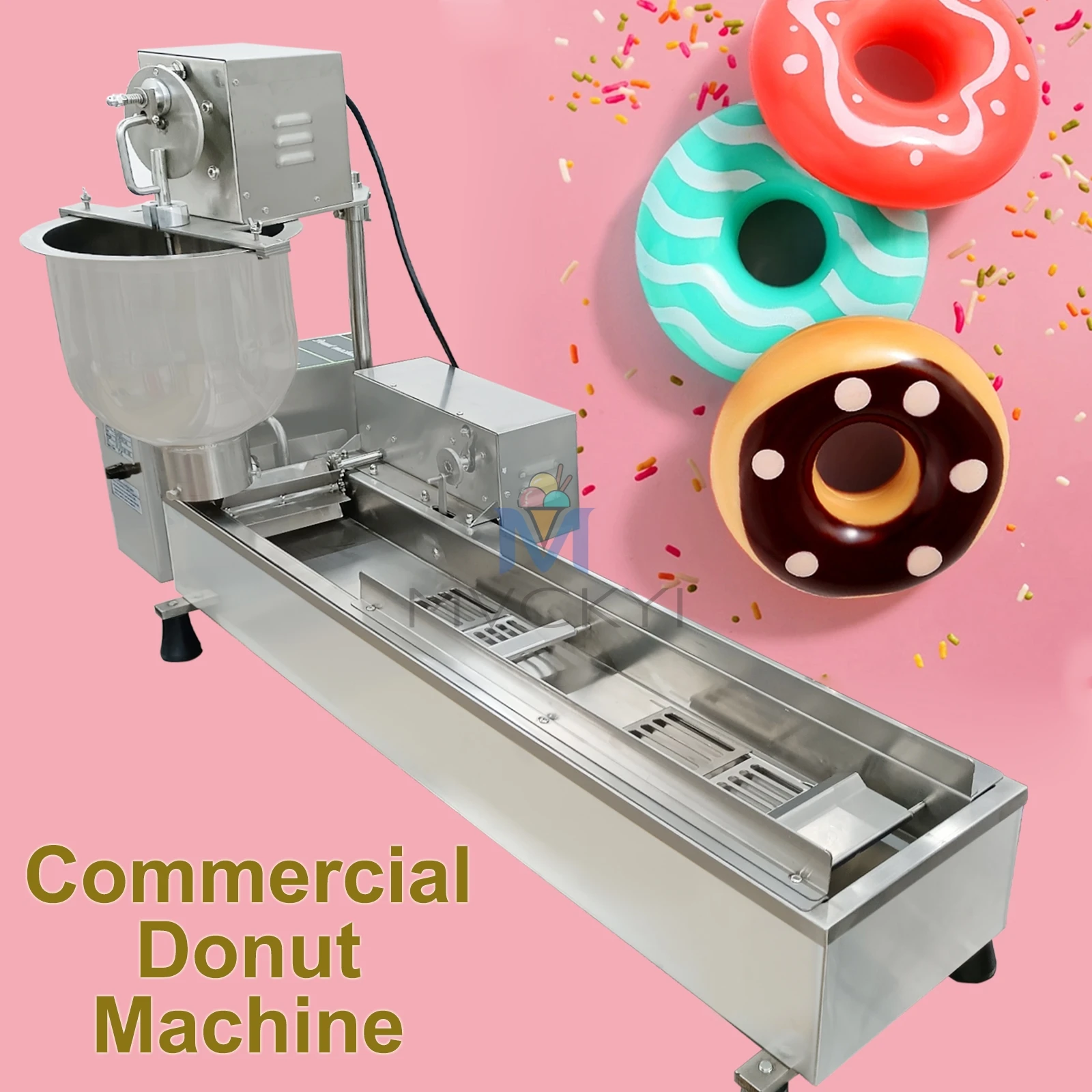 Mvckyi Digital Display Single Row Fully Automatic Donut Fryer Machine Donuts Maker For 220V/110V Kitchen Cooking Appliance 10l large capacity electric air fryers oil free automatic household kitchen 360°baking convection oven deep fryer without oil