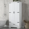 Tall Bathroom Storage Cabinet, Cabinet With Two Doors And One Drawer, Adjustable Shelf, MDF Board, White 3
