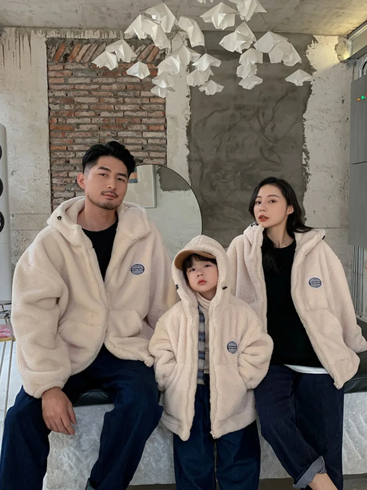 

Winter parent-child lamb cashmere coat mother-and-daughter plus cashmere thicken thermal cotton coat trend