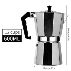 Premium Aluminum Stovetop Espresso & Coffee Maker for Home, Office, and Outdoor Use (12 Cup)