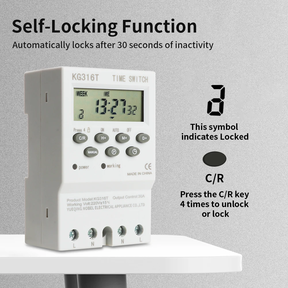TNCE 30A Timer 220V, Zeitsteuerungsmodul, Einstellbar auf Sekunden, 32 Gruppen von Ein-/Aus-Timer-Modulen, für Wasserpumpen-Timer – Detail 3