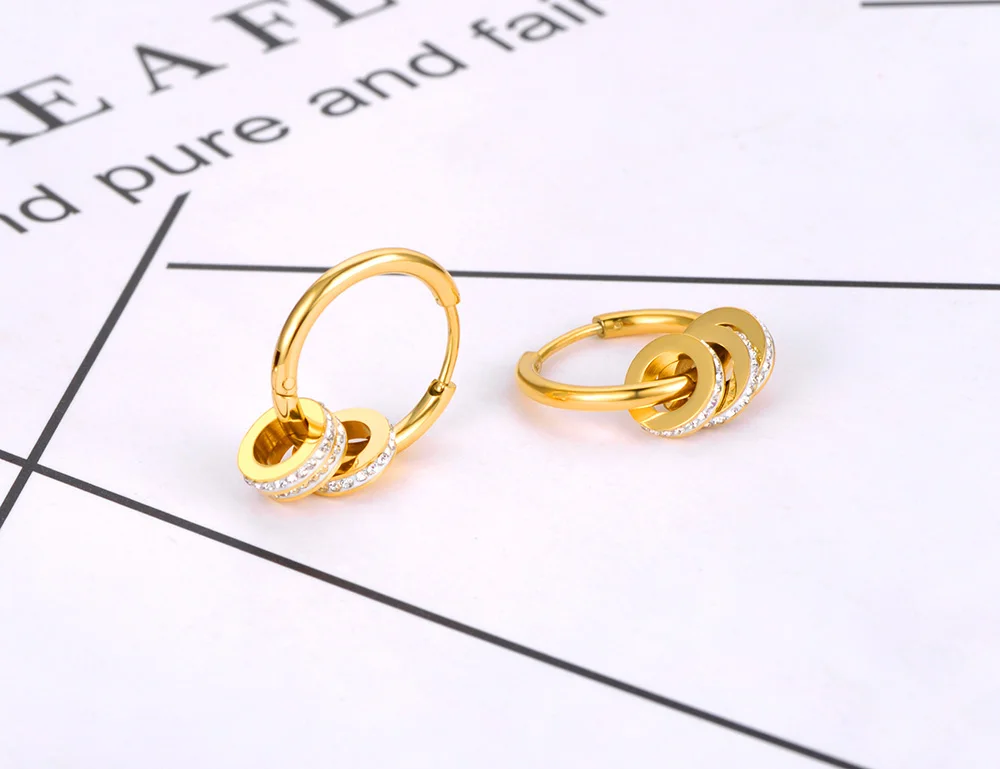 JeeMango Edelstahl Luxus-Creolen mit Zirkonia, goldfarben, trendiger Zirkonstein, Hochzeitsschmuck für Frauen, E26077 – Detail 12