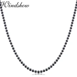 Elegant Yellow Gold Tennis Chain Choker Necklace - 35cm w 5cm extender (White color black cz)