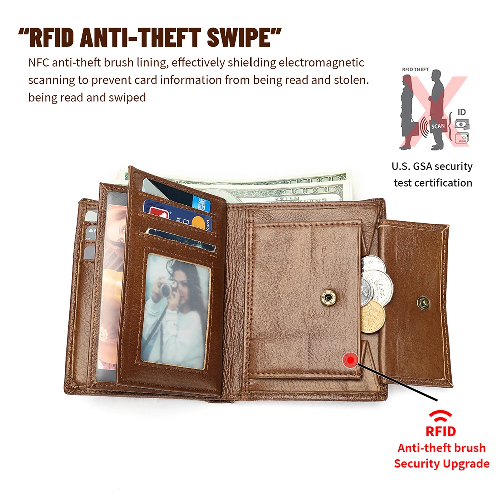 WESTAL New Hand-Made Cowhide Wallet Men's Leather Anti-Theft Cash Clip Advanced Sense Large Capacity Wallet 6