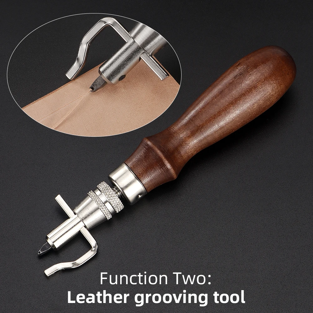 7 in 1 Pro Stitching Groover Set Portable Adjustable Pro Leather Tools Crease Edge Beveler and Stitching Groover Kits
