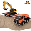2.4G RTR 1/18 Scale Huina 1319 RC Tractor Truck And Remote Control Excavator Model with Flatbed Trailer Battery Toys Gift 5