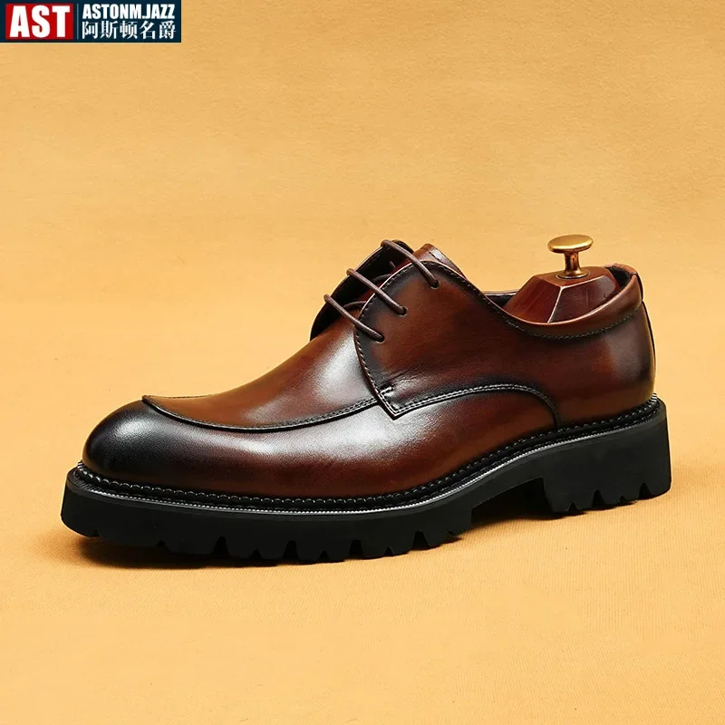 Luxury Mens Oxford Genuine Leather Shoes Black Brown Classic Shoes Brogue Lace Up Dress Wedding Office Business Men Formal