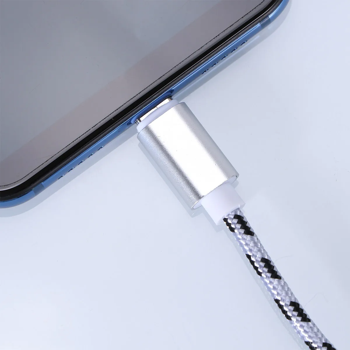 나일론 편조 USB C 케이블 2M 실버 고속 충전 고속 데이터 동기화 타입 C 코드 (5S용)