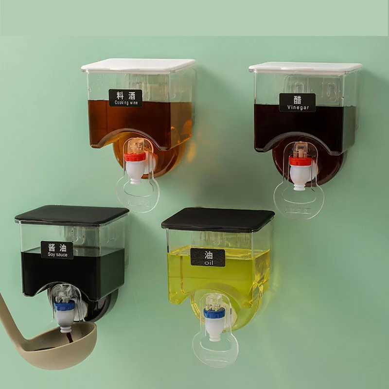

Kitchen Wall-mounted Glutamate Soy Sauce Seasoning Tank Automatic Seasoning Bottle Oil Vinegar Dispenser Storage Container