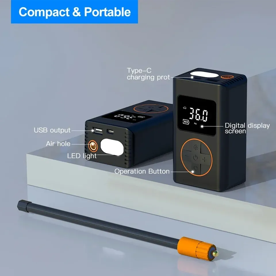 Wireless Portable Tire Inflator - Electric Air Compressor For Cars Motorcycles And Bicycles