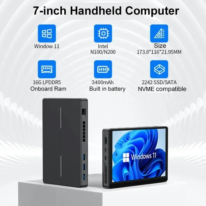 SZBOX 7 インチ Alder Lake N200 ミニ PC Windows 11 DDR5 16