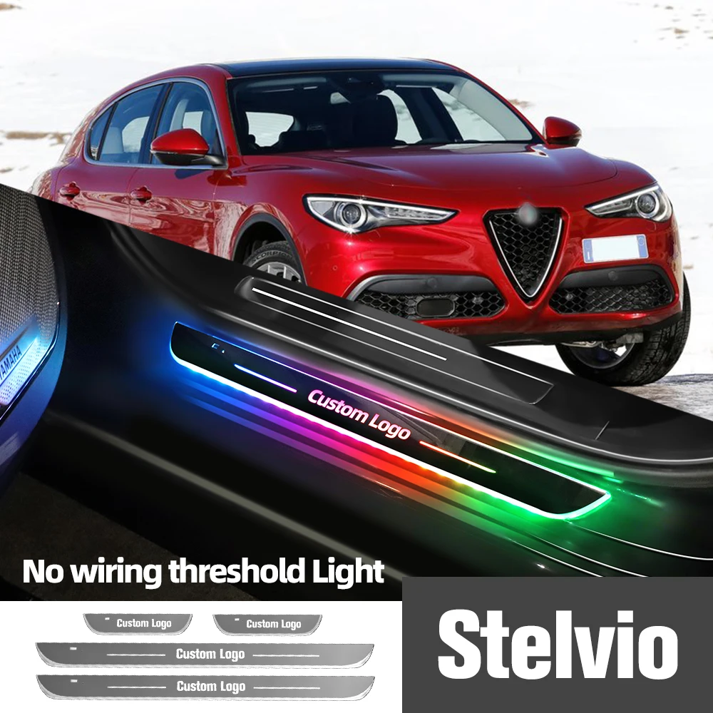 

For Alfa Romeo Stelvio 2016-2023 2020 2021 2022 Car Door Sill Light Customized Logo LED Welcome Threshold Pedal Lamp Accessories