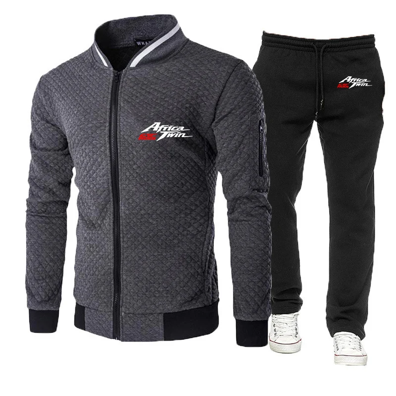 Africa Twin Crf 1000 L Crf1000 New Man Slim-fit Suit Round Neck Zipper Hoodie Coat Trousers Classic Sports Runing Printing Set