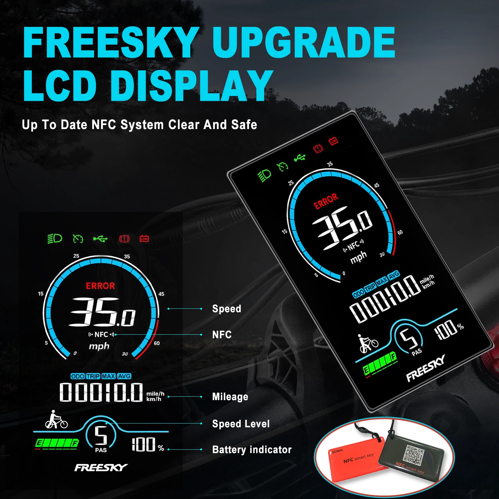 Freesky M520 Bici Elettrica per Adulti, Batteria 48V41Ah, Motore 1200W, Bicicletta Elettrica, E-Mountain Bike con Pneumatici Fat da 26 Pollici - immagine 6