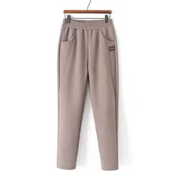 Straight Pants Elastic Waist Solid Color Vintage Autumn Winter Thin Casual Fashion Office Lady Simplicity Women's Clothing 2023