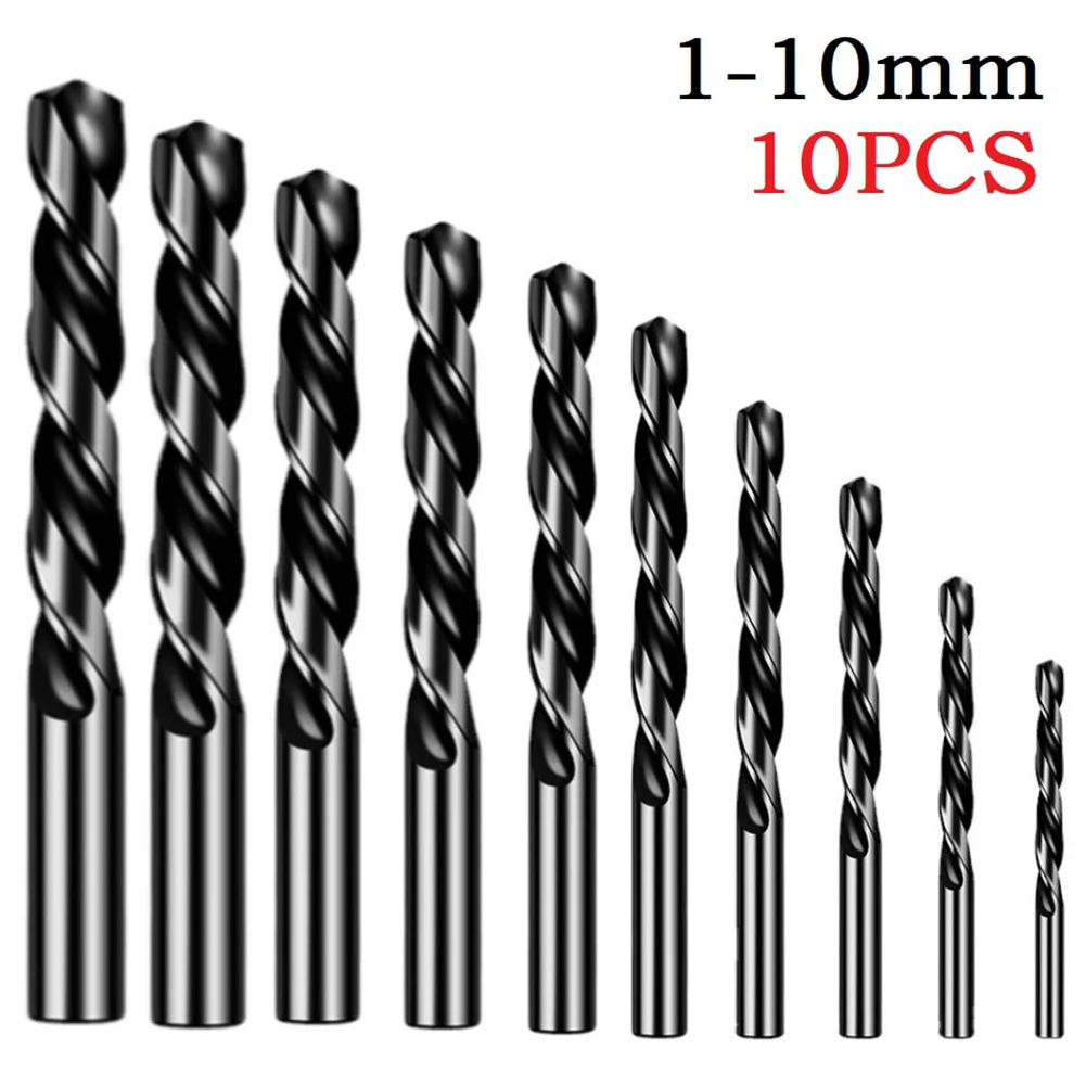 10PCS 1-10mm Electric Drill Bit Tungsten Steel Drilling Hole For Metal Plastics Electric Drill Rotary Power Tools mzg hrc60 wgtcddz coated tungsten carbide steel point angle 90 degree spot drill bit for machining hole drill chamfering tools