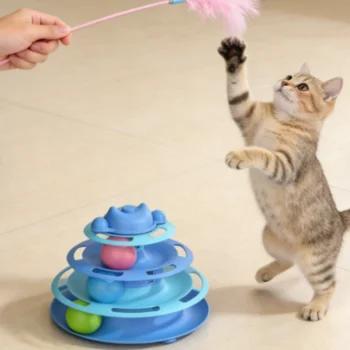 4-Layer Feather Cat Turntable Toy 3