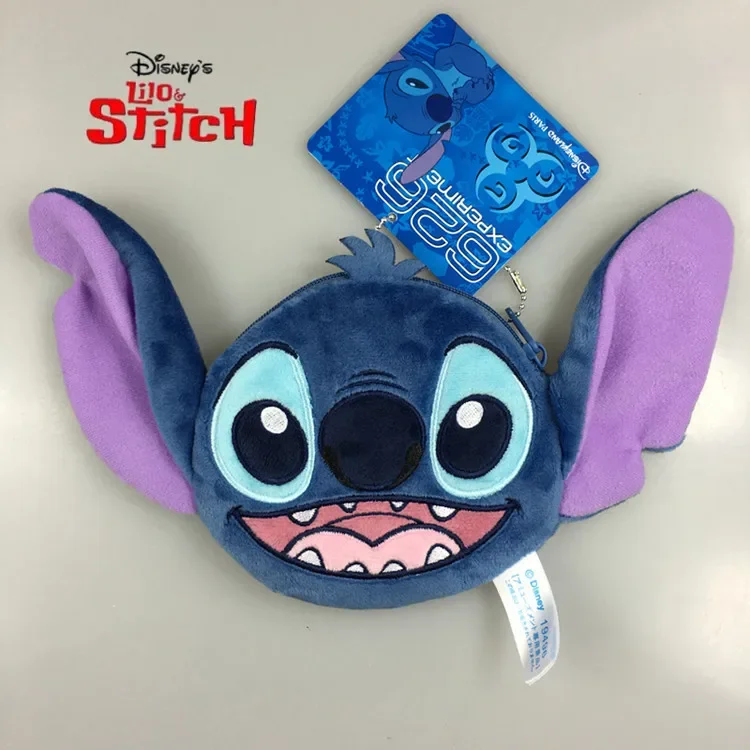Disney Stitch Plush Coin Purses Cute Mini Lipstick Pouch Creative Card Bag for Small Change Young Ladies Zipper Purses Kids Toys