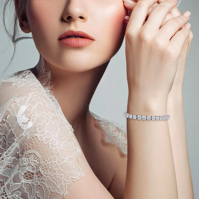 Sunite 3mm 4mm 5mm All Moissanite Tennis Bracelet for Women Men Lab Diamond S925 Sterling Silver GRA Certificate Bangle Zircon 6