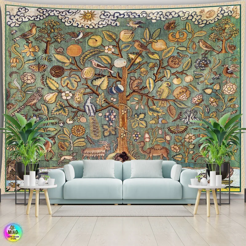 Baum des Lebens Tapisserie Boho Zimmer Dekor Malerei Retro Große Stoff Hause Dekoration Geheimnis Baum Vintage Kunst Wand Hängen Wishing – Detail 9