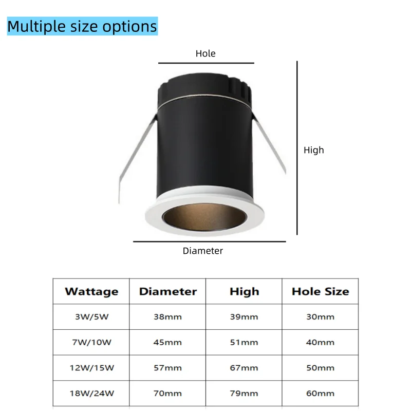 Dimmable Mini LED Downlight Spotlights 3W 5W 7W 10W 12W 15W Recessed COB Sky Flower Lamp Cabinet Home Lighting