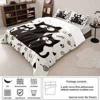 3pc Black Cat Printed Bedding Set with Coreless, Soft and Comfortable Multi Size Machine Washable 1 Duvet Cover+2 Pillowcases 5