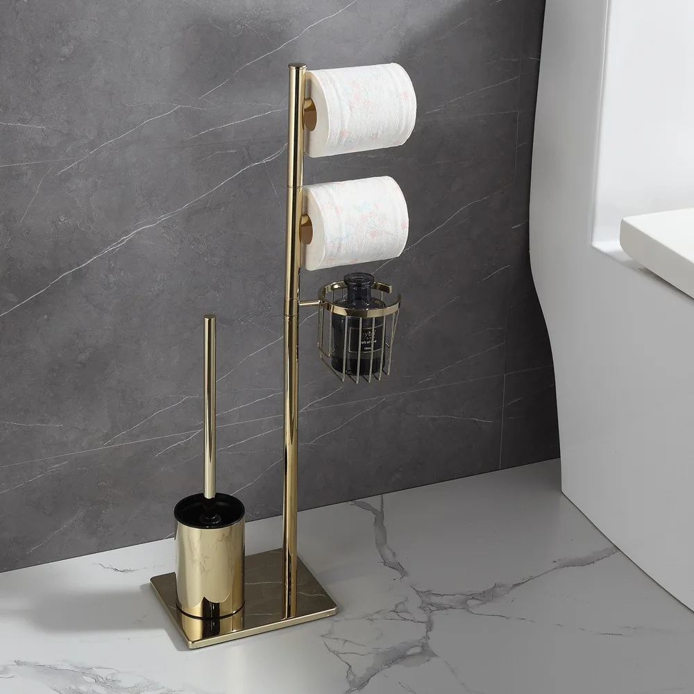 Toilet brush Floor paper towel holder Household bathroom waterproof toilet paper roll vertical integrated storage rack toilet brush set,toilet brush holder