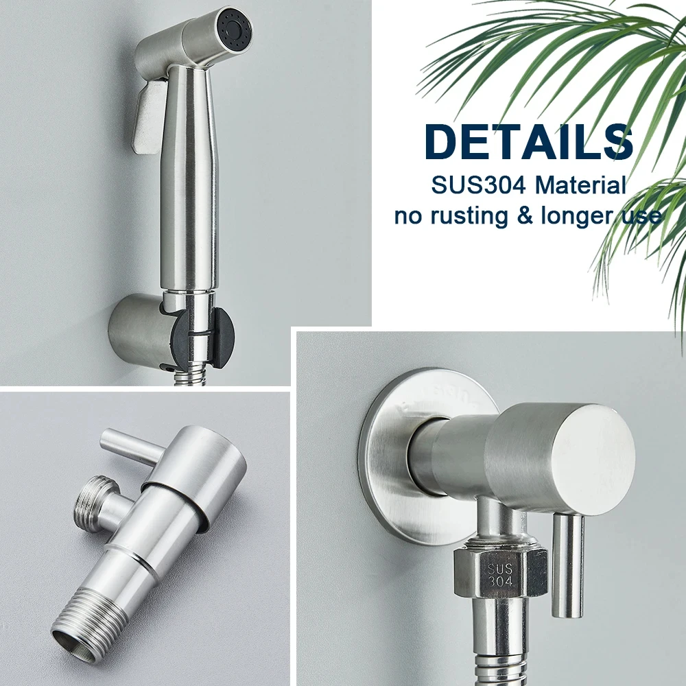 Black Single Cold Water Toilet Bidet Sprayer Faucet Bathroom Stainless Steel 304 Nickel Shower Bidet Wall Mounted Woman Cleaner