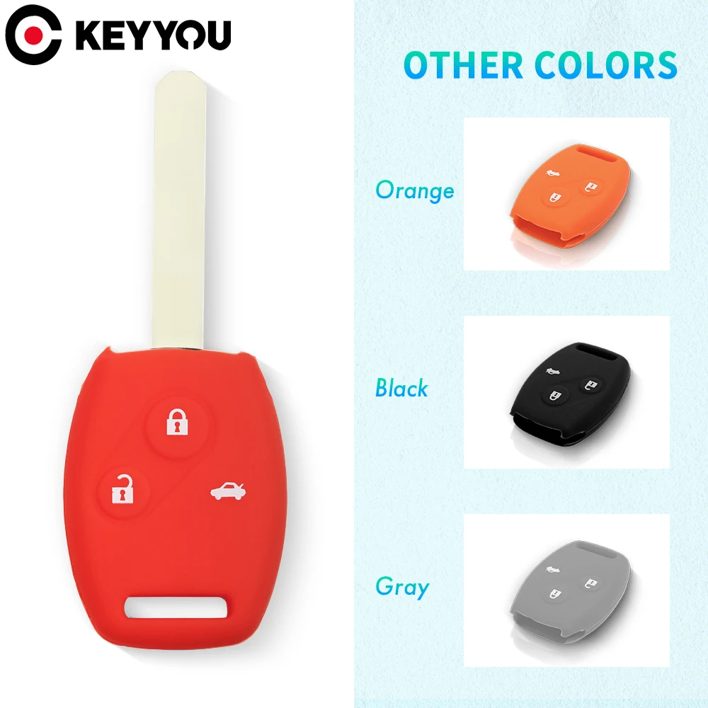 Keyyou Hot Silicone Key Case Smart Car Key Cover For Honda 3 Button
