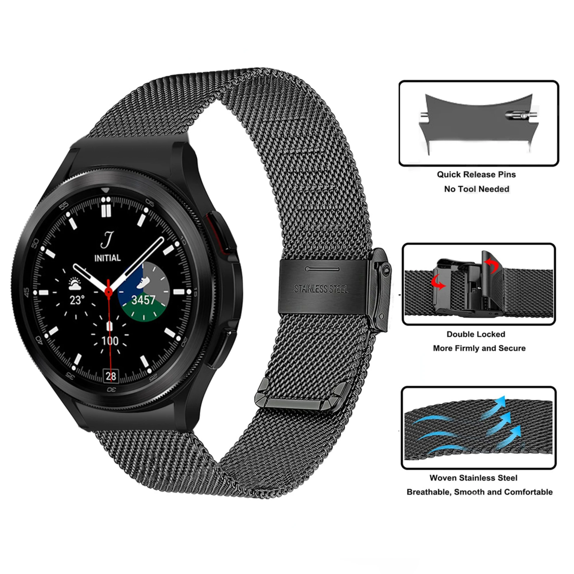 

Metal strap For Samsung Galaxy watch 4 40mm-44mm Sweatproof Breathable Sports Watch Wristband For Galaxy watch 4 Classic 42-46mm