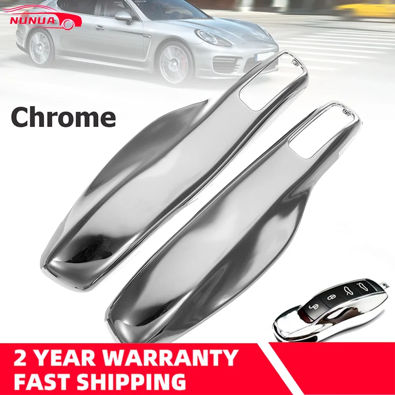 Key Case Key Case Cover Car Key Shell Remote Control Case Cover 1 Pair Car Remote Key Case Cover Shell Carbon Fiber Chrome Color For Porsche Cayenne Macan 911 Boxster Cayman Panamera