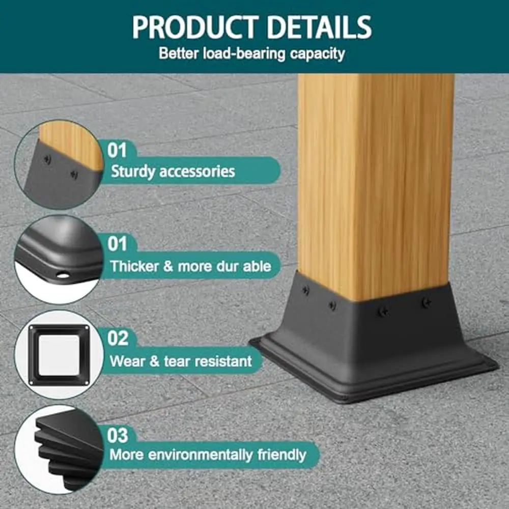Post Base Bracket 4x4 Black Steel 10PCS Internal Size 3.5''x3.5'' Heavy Duty Deck Cover 4x4 Standard Post Support Fixture Kit 40