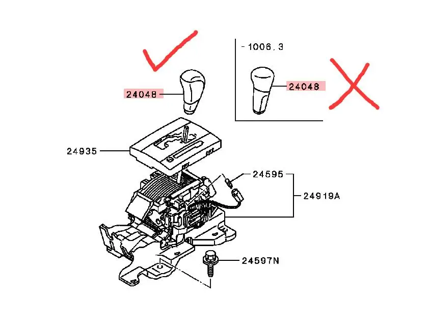 Outlander3 ASX KNOB, 기어 변속 레버, 가죽 CVT 2410A118XA 2410A079 MY2010-2021