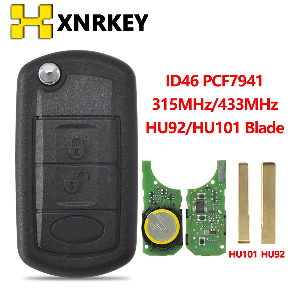 XNRKEY Car Remote Key for Land Rover Range Rover LR3 Discovery HU101/HU92 Blade 315/433 Mhz ID46 PCF7941 Chip Replace Car Key qcontrol remote key fit for bmw 3 5 series cas2 cas2 system id46 7945 chip hu92 key blade 868mhz